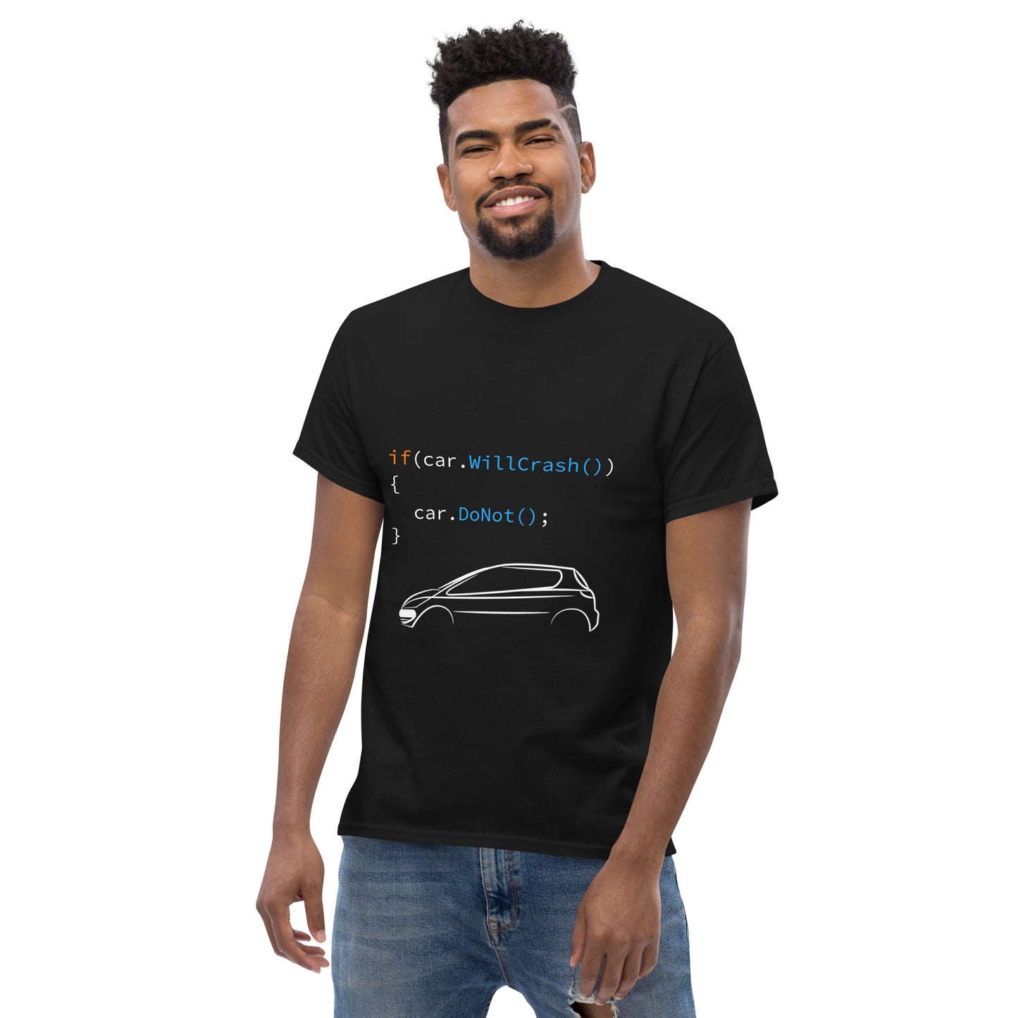 How to code self-driving. Programmer t-shirt.