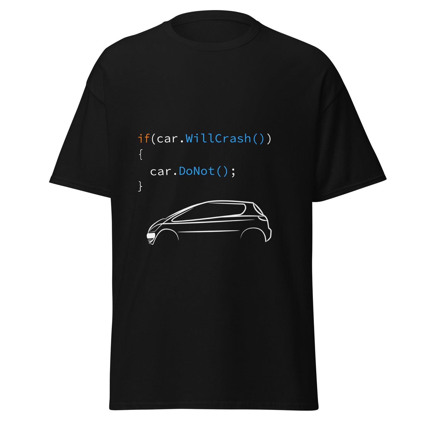 How to code self-driving. Programmer t-shirt.