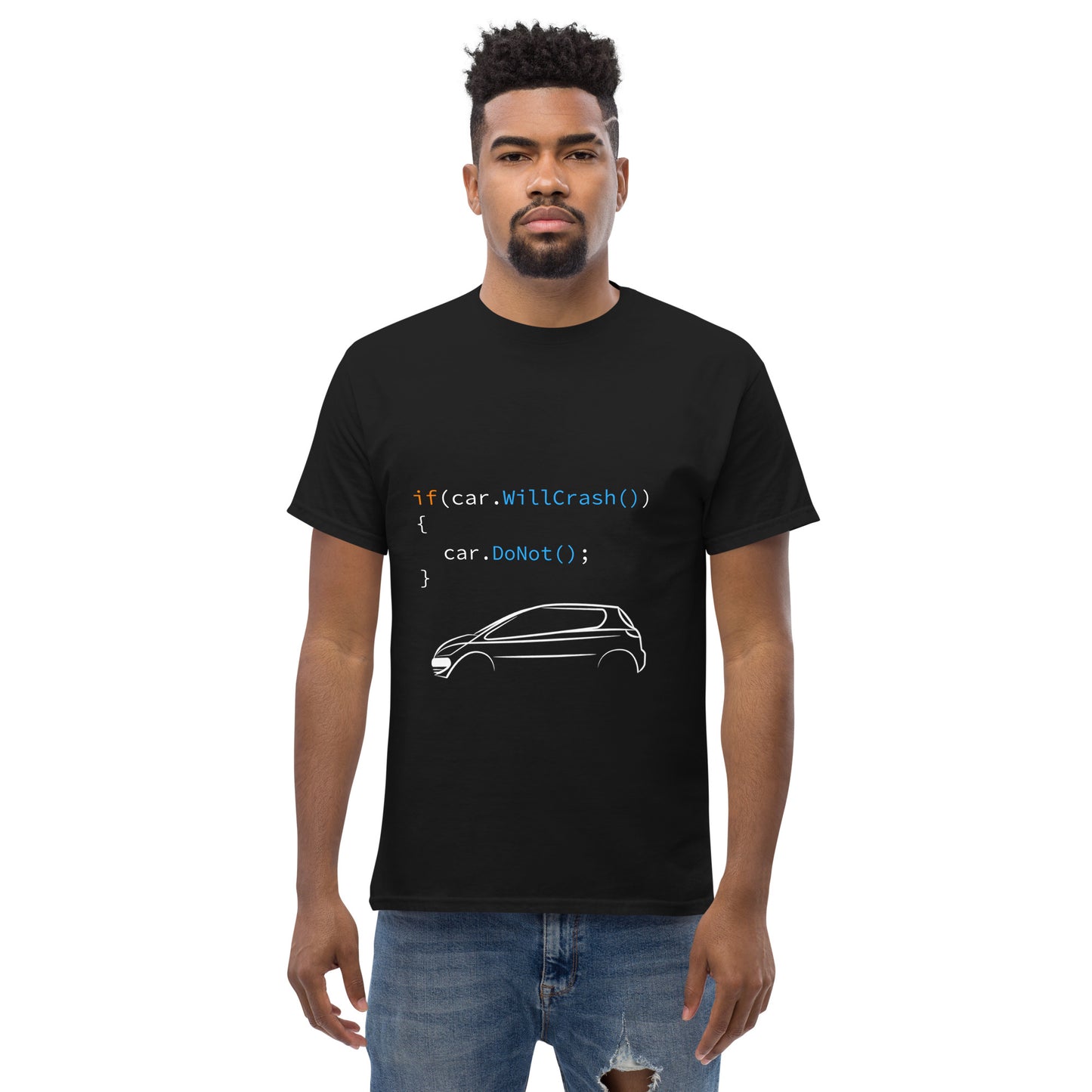 How to code self-driving. Programmer t-shirt.