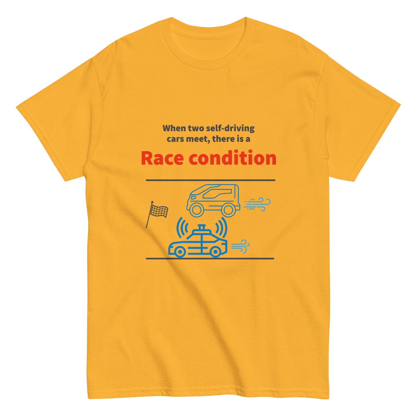 Race condition. Programmer t-shirt.