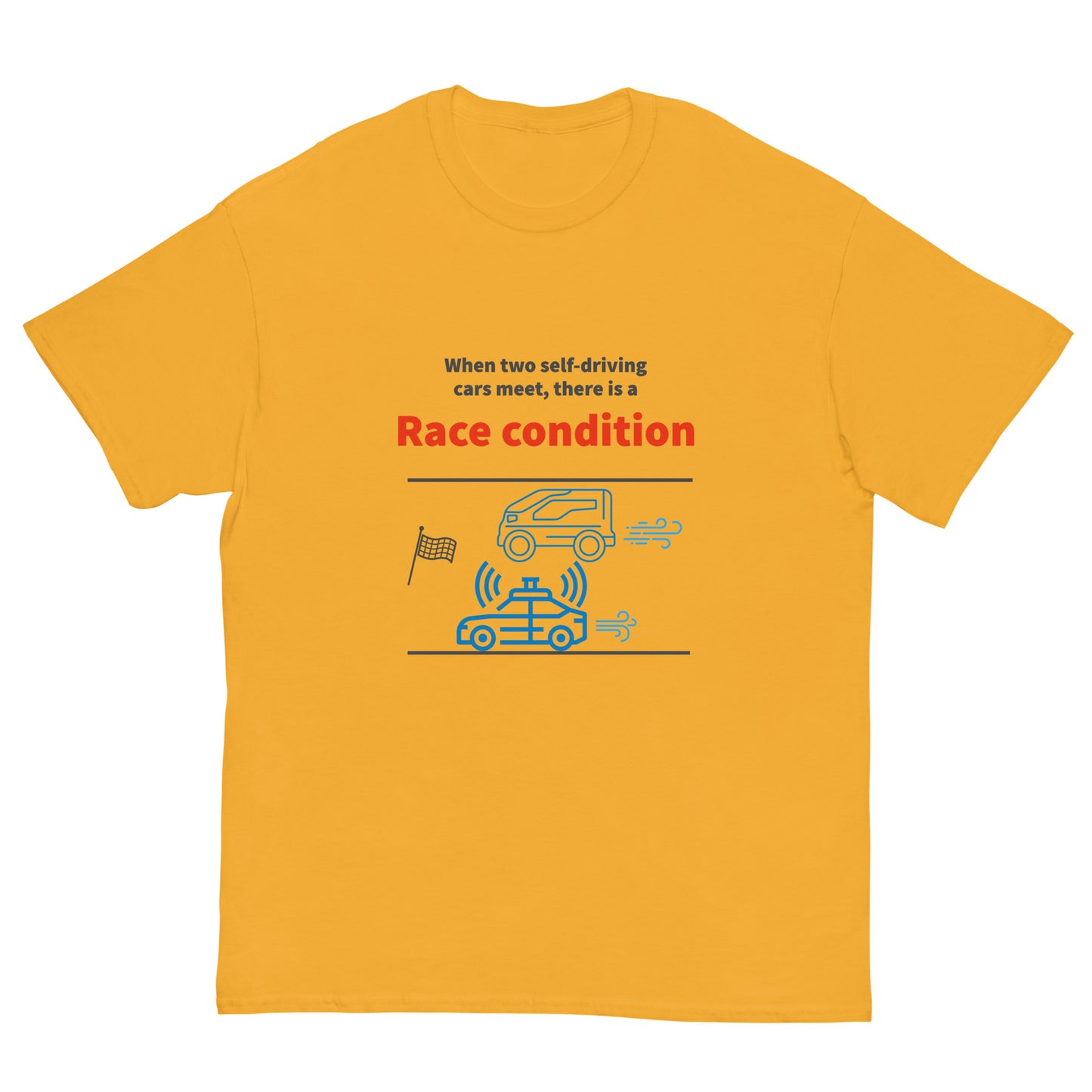 Race condition. Programmer t-shirt.