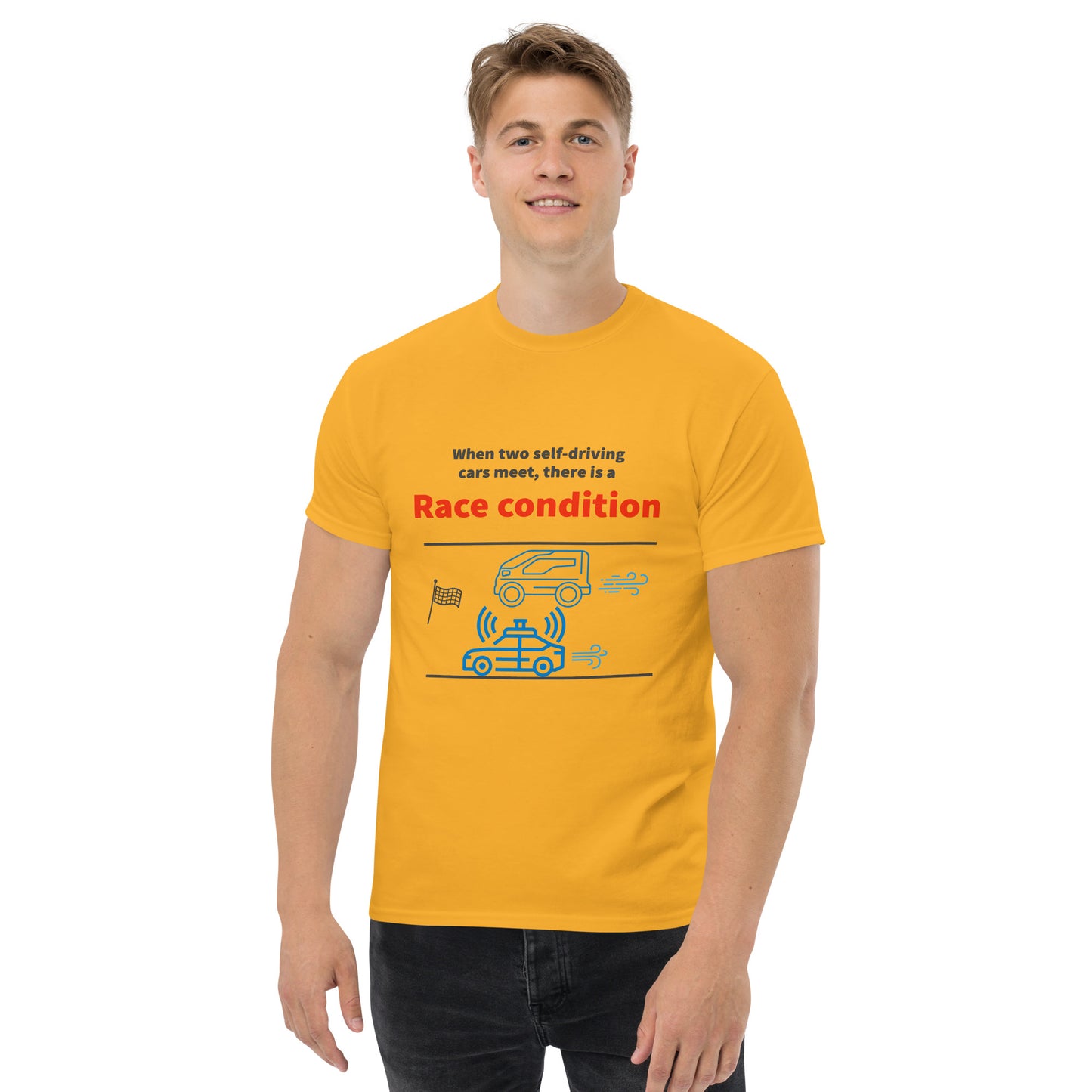 Race condition. Programmer t-shirt.