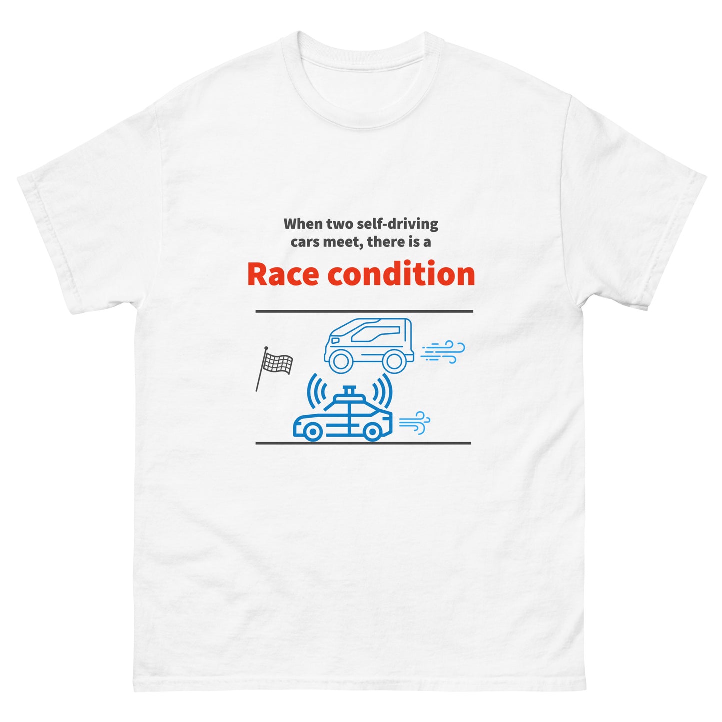 Race condition. Programmer t-shirt.