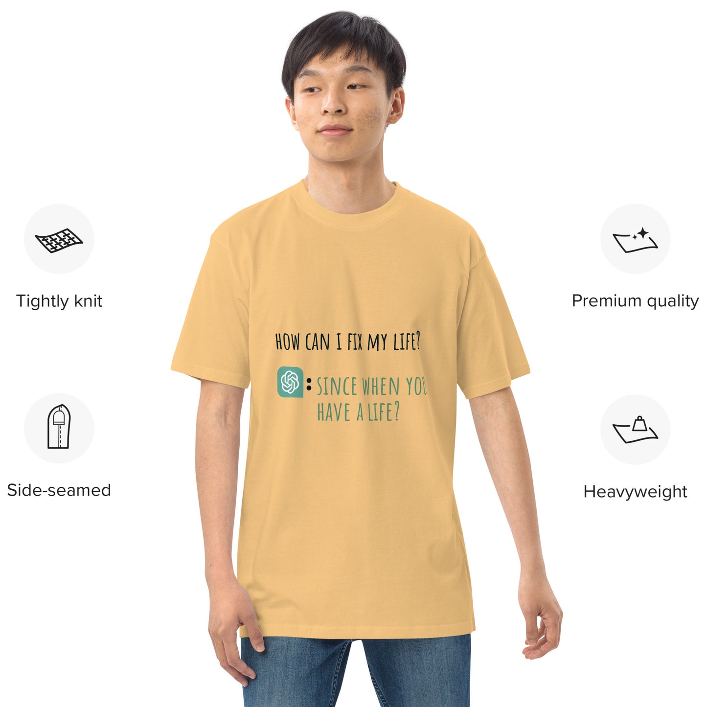 How can I fix my life? Men’s premium heavyweight tee