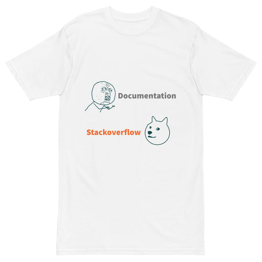 Documentation vs Stack overflow. Men’s premium heavyweight tee