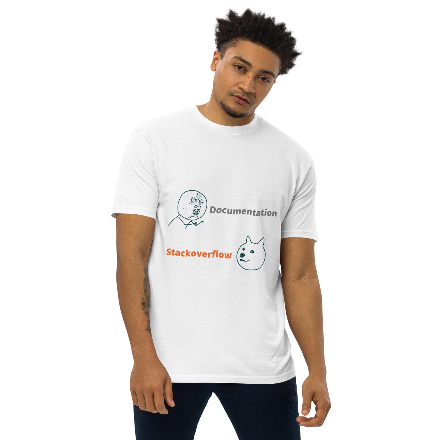 Documentation vs Stack overflow. Men’s premium heavyweight tee